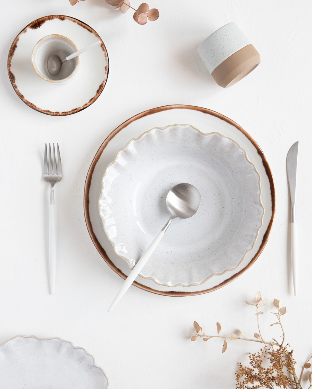 Natural Brown "Organic" 12-teiliges Geschirrset