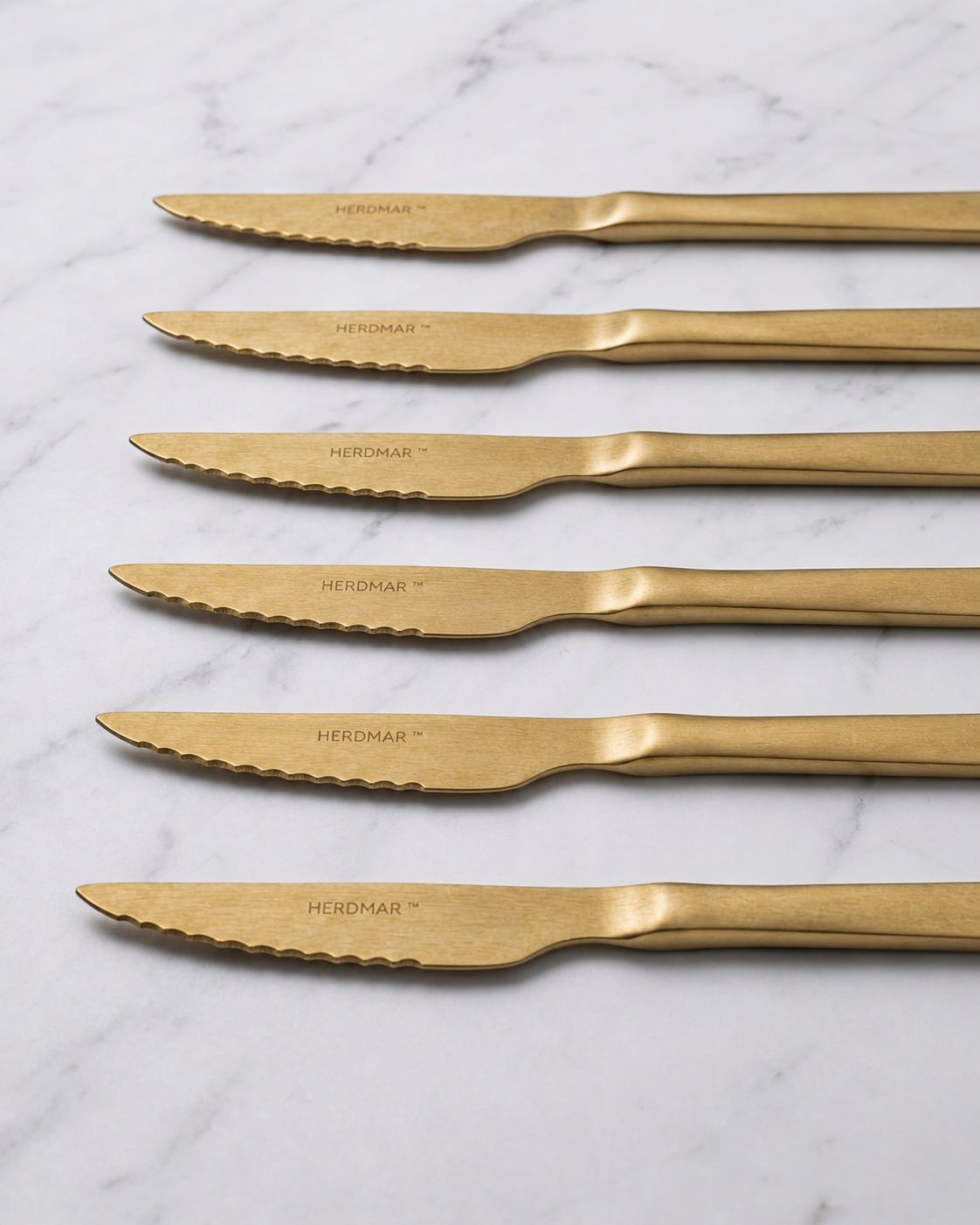 Set mit 6 Tribeca Gold Vintage Steakmessern