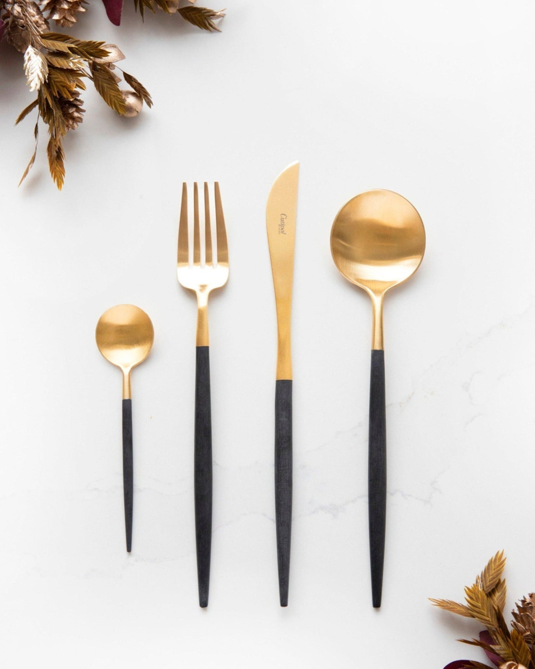 24-teiliges Besteck Cutipol Goa Schwarz und Gold