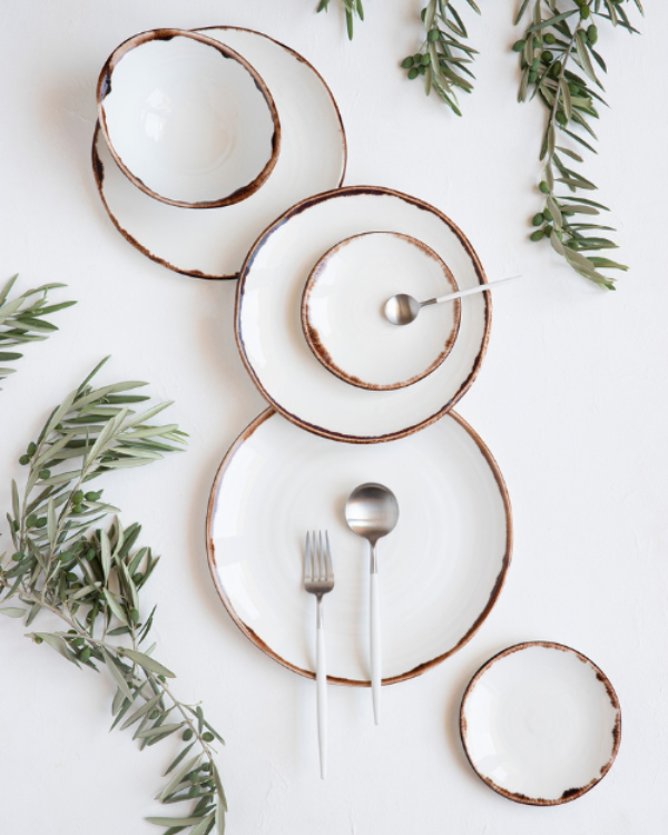 Natural Brown "Organic" 12-teiliges Geschirrset