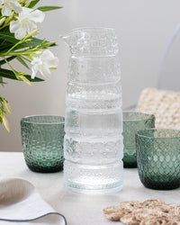 Set 6 glasses Textures Olive + Clear Jug