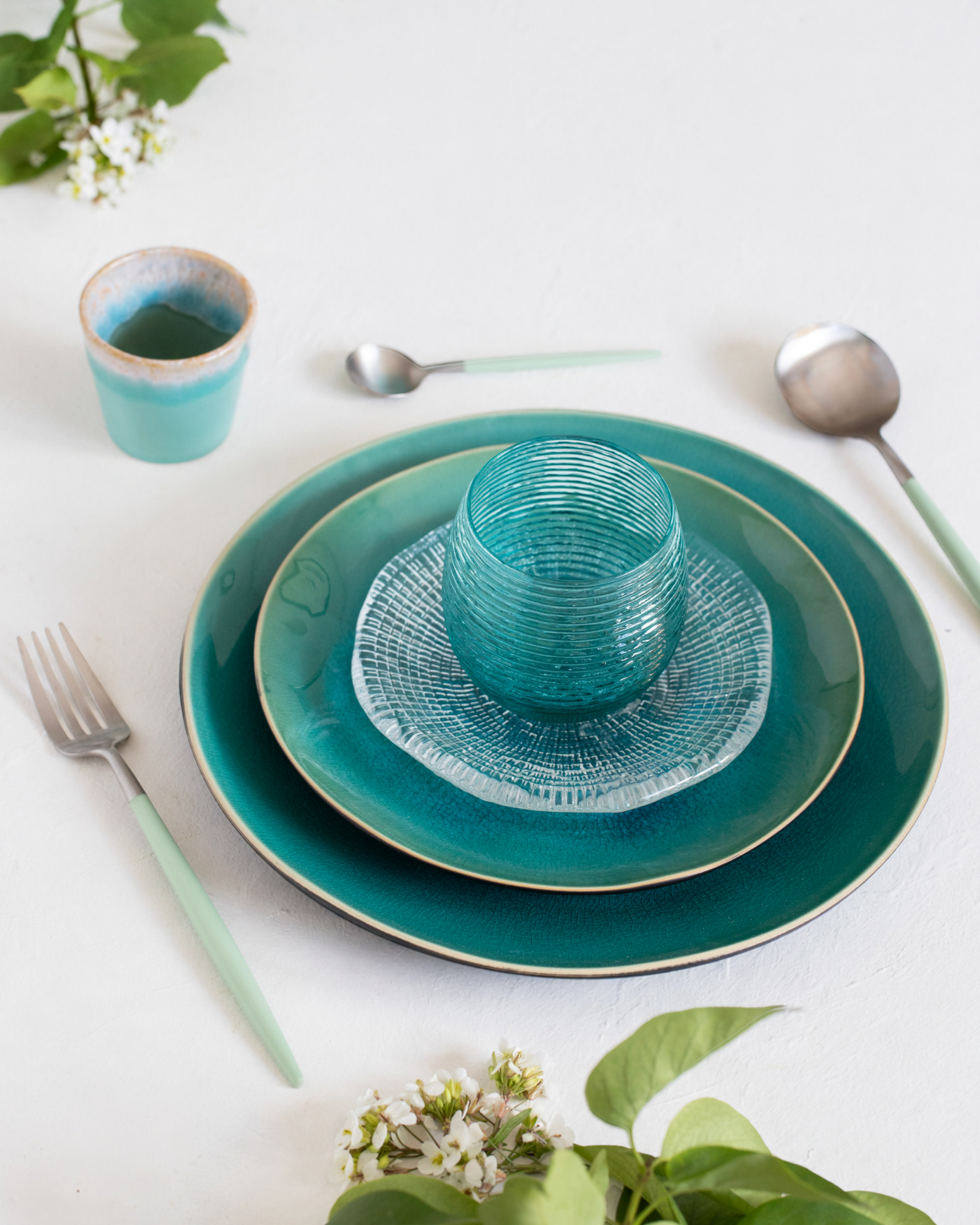 Reeded Turquoise - Set of 6