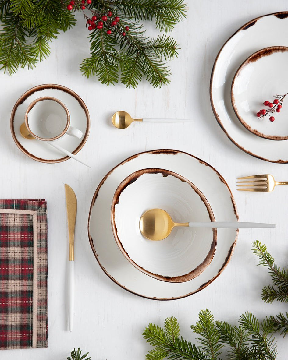 Natural Brown "Organic" 12-teiliges Geschirrset