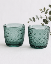 Set of 6 Textures Optical Olive Green Glasses