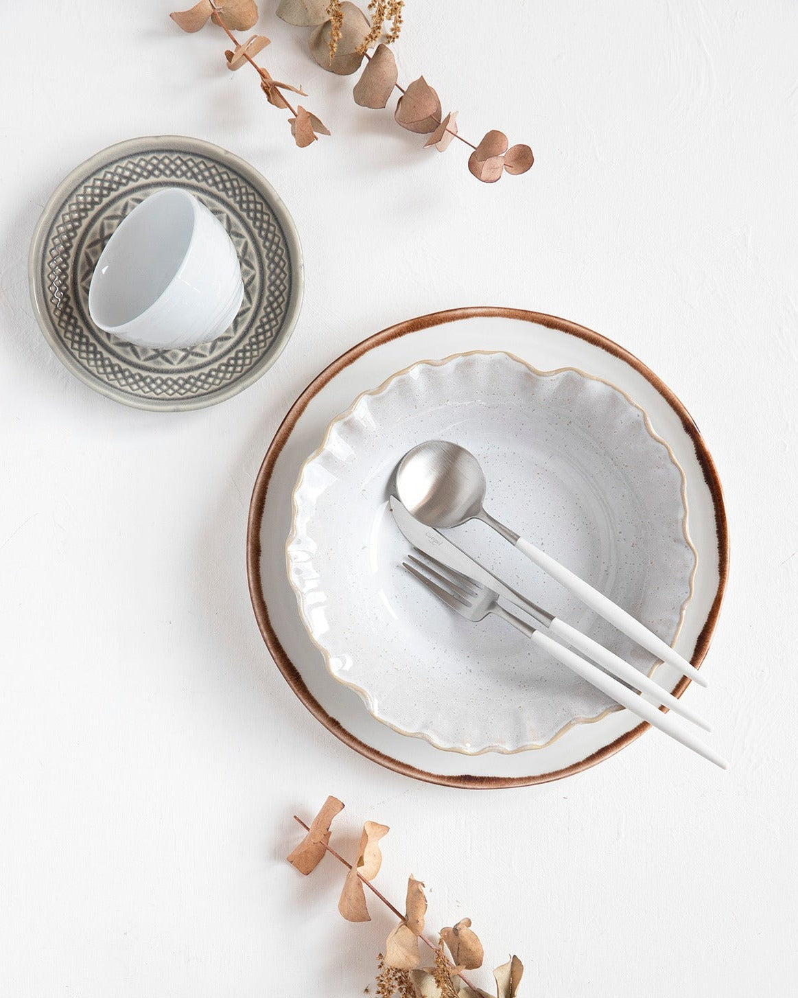 Natural Brown "Organic" 12-teiliges Geschirrset