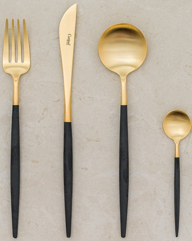 24-teiliges Besteck Cutipol Goa Schwarz und Gold
