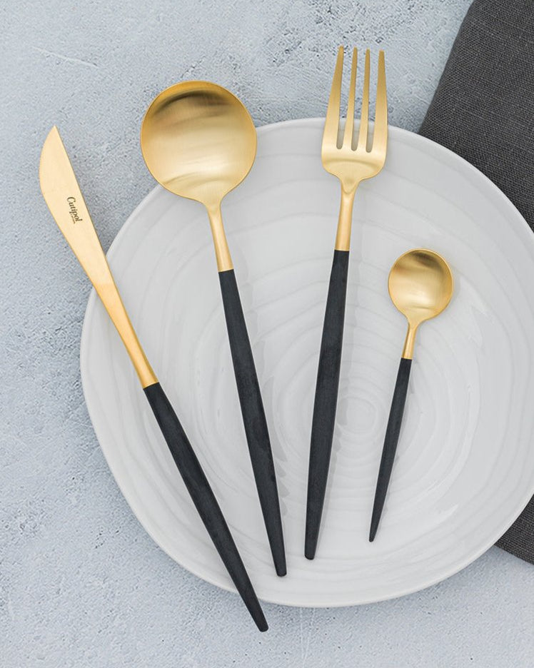 24-teiliges Besteck Cutipol Goa Schwarz und Gold