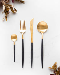 24-teiliges Besteck Cutipol Goa Schwarz und Gold