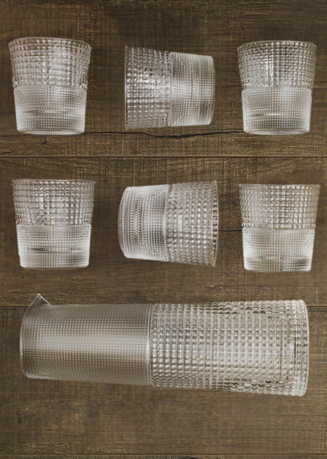 Set 6 glasses + jug Pikes Clear