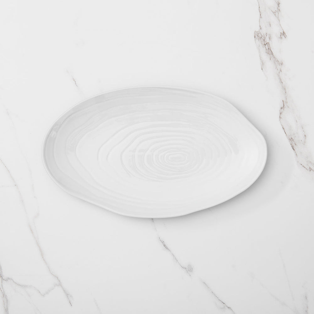 Mittlere ovale Platte aus Teakholz